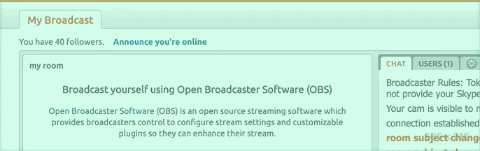 Chaturbate — Make the opening easy to join